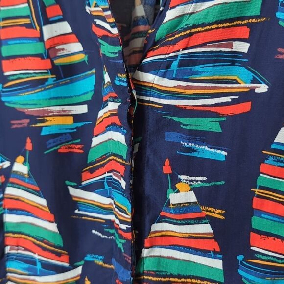 Soft Surroundings Top Womens Large Blue Nautical Sailboat Print‎ Blouse - Picture 3 of 9